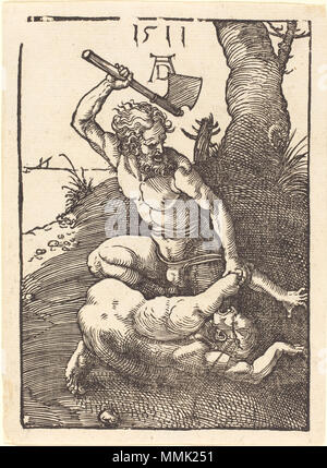 R-20101022-0013.jpg Albrecht Dürer (Allemand, 1471 - 1528 ), Caïn tuant Abel, 1511, gravure sur bois, Rosenwald Collection Albrecht Dürer - Caïn tuant Abel (NGA 1943.3.3671) Banque D'Images