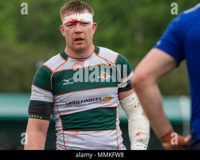 Londres, Royaume-Uni. 12 mai 2018. Kieran Murphy patché jusqu'après la blessure, Trailfinders Ealing - Leinster en finale du B&J Cup au château de Bar, Vallis, West Ealing, Londres, Angleterre, le 12 mai 2018 score final 22-07 Crédit : Lissy Tomlinson/Alamy Live News Banque D'Images