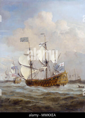 . Anglais : Le bateau a été reconstruit et rebaptisé HMS Royal Anne en 1703 le 'St Andrew" en mer dans une jolie brise ** huile sur toile 109,2 x 83,8 cm *ca 1673 Le HMS St Andrew en mer dans une brise modérée Banque D'Images