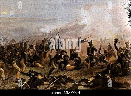 . Les attaques d'infanterie américaine, bataille de Lundy's Lane, le 25 juillet 1814. L'officier blessé au centre est le Brigadier général Jacob Brown, ancien colonel, Milice de l'État de New York, plus tard pour être commandant général, United States Army 75 Bataille de Boul. Banque D'Images