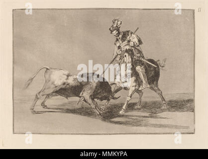 Francisco de Goya, Hotel Nobel lanceando otro Toro (L'Hotel Nobel harponner un autre Bull), espagnol, 1746 - 1828, en 1816 ou avant, l'eau-forte, aquatinte et burin bruni [première édition impression], Collection Rosenwald - Goya Hotel Nobel lanceando otro Toro (L'Hotel Nobel harponner un autre Bull) Banque D'Images