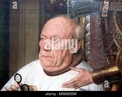 La Madone avec le chanoine van der Paele (détail). 1436. Groeninge Bruges Joris van der Paele Banque D'Images