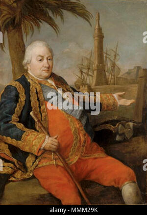 . Anglais : Probablement faites pendant le voyage en Italie. English : Portrait réalisé certainement lors du voyage du roi en Italie. 'Suffren en grand uniforme d'officier général de la Marine" Portrait de Pierre André de Suffren de Saint Tropez (1729 - 8 décembre 1788). vers 1785. Pierre-de-Suffren-Saint-Tropez-par-Pompeo-Girolamo-Batoni Banque D'Images