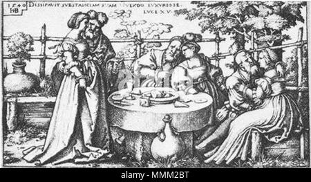 . Le fils prodigue de gaspiller son patrimoine . 1538. Hans Sebald Beham (1500-) noms alternatifs Beham, Hans Sebald Allemand Description de l'artiste, peintre, graveur et bûcheron Date de naissance/décès 1500 22 novembre 1550 / 22 novembre 1550 Lieu de naissance/décès Nuremberg Nuremberg, lieu de travail de Francfort Francfort (Main), München contrôle d'autorité : Q507825 : VIAF ?59167585 ISNI : ?0000 0001 0905 7714 ULAN : ?500115491 RCAC : ?n80024446 : WGA ?BEHAM, Hans Sebald WorldCat Beh6 Banque D'Images