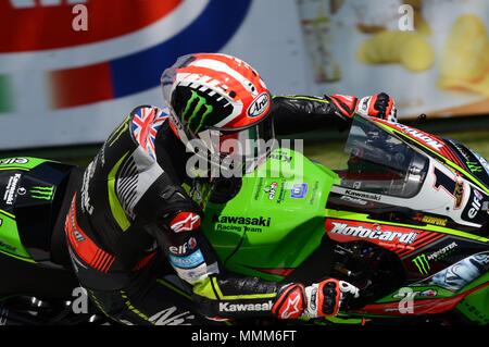 San Marino Italie - 11 mai 2018 : Jonathan Rea GBR Kawasaki ZX-10RR Kawasaki Racing Team, en action pendant la séance de qualifications Superbike Banque D'Images