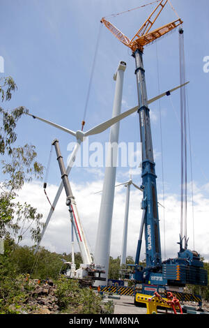 La première centrale éolienne du pays, à Bras-d'eau. Il a ainsi annoncé la mise en opération de plusieurs fermes photovoltaïques. Banque D'Images