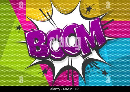 Comic Boom bulle de texte style pop art Illustration de Vecteur