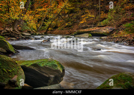 Belle scène d'automne de rapides sur Tinker's Creek à Cleveland (Ohio). Banque D'Images