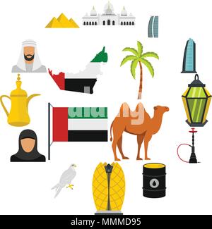 Ensemble de voyage ÉMIRATS ARABES UNIS télévision icons Illustration de Vecteur