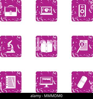 Icons set Bookworm, grunge style Illustration de Vecteur