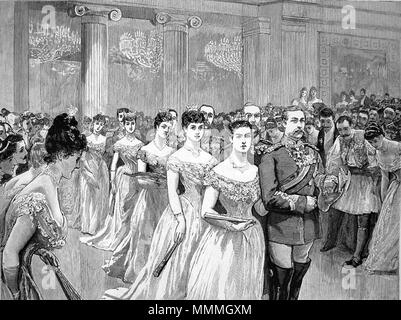 . Anglais : La balle officielle tenue le palais royal d'Athènes, le 27 octobre 1889 pour célébrer le mariage de Constantin, prince héritier de Grèce, avec la princesse Sophie de Prusse . 31 juillet 2013, 13:51:53. Balle inconnu au Palais Royal d'Athènes 1889 Banque D'Images