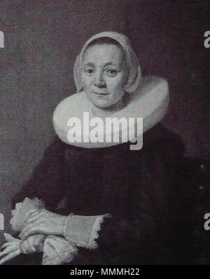 . Anglais : Portrait d'une femme, inscrit AETATIS SUAE/46/1643 Portrait d'une femme assise. 1643. Frans Hals - Portrait d'une femme assise tenant la roue avec des gants ruff Banque D'Images