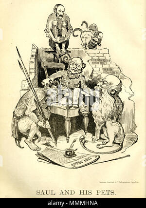 . Anglais : raciste et réactionnaire pro-impérialiste caricature de la lanterne. Le chef libéral attaque Saul Solomon comme étant le manipulateur des principaux leaders anti-impérialiste de l'Afrique australe. Les animaux représentés sont roi zoulou Cetshwayo, le lion de Beaufort et le singe John Molteno John X Merriman en arrière-plan. . 22 octobre 2013, 19:40:02. WH Schroder. 1879. 2 Saul Solomon et ses animaux - Salomon avec Cetshwayo Merriman et Molteno - févr. 1879 Banque D'Images