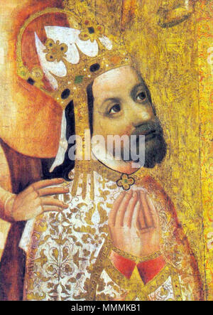 Deutsch : des Erzbischofs Votivbild Prager Johann von Ocko Vlasim English : Charles IV agenouillé devant la Vierge - fragment d'un panneau votif de l'archevêque de Prague Jehan O ?ko de Vlasim Anglais : Charles IV s'agenouillant devant Madonna-, fragment d'image votive de l'Archevêque John Ocko de Vlasim . circa 1370. Charles IV-John Ocko fête votive photo-fragment Banque D'Images