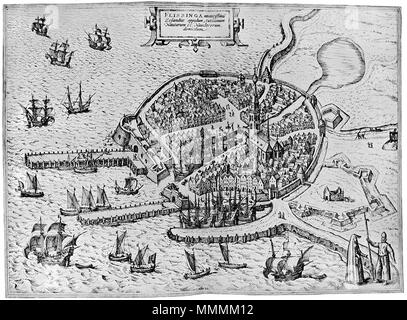. Nederlands : Vlissingen dix tijde van De Ruyter's geboorte, uit Braun en Hoogenberg, ca Stedenboek. 1600. Dans Gevonden N. Aartsma, Michiel de Ruyter, 1943 . 19 février 2014, 23:42:32. Braun Braun en Hoogenberg Hoogenberg in Stedenboek - Vlissingen Banque D'Images