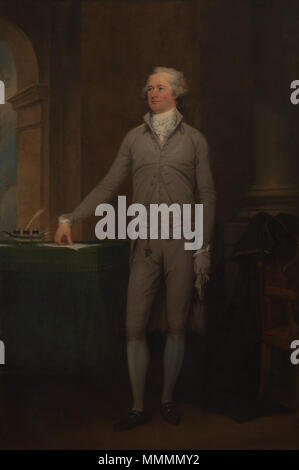 . Anglais : portrait en pied de l'Alexander Hamilton par John Trumbull, huile sur toile, 1792. Offert par le Credit Suisse à la fois le MET et le Crystal Bridges Museum of American Art en 2013, qui se transforme de l'afficher (voir article NYT, 14. Mars 2014) John Trumbull (American, Liban, New York 1756-1843 New York) Alexander Hamilton, 1792 American, huile sur toile ; 86 x 57 1/4 à 1/2. (219.1 x 146.1 cm) le Metropolitan Museum of Art, New York, détenue conjointement par Crystal Bridges Museum of American Art et le Metropolitan Museum of Art, don du Credit Suisse, 2013 (2013.454) http://ww Banque D'Images