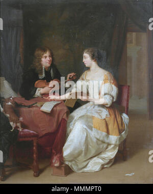 Un couple élégant de faire de la musique dans un intérieur, par Jan Verkolje . 17e siècle. Jan Verkolje (I) Les noms alternatifs Johannes Vercolje Description peintre, dessinateur et graveur gravure à la date de naissance/Décès 9 Février 1650 8 mai 1693 (enterré) Lieu de naissance/décès Amsterdam Delft 1672-1693 Période de travail lieu de travail de contrôle de l'autorité de Delft : Q120609 : VIAF ?95431515 ISNI : ?0000 0000 7105 2853 ULAN : ?500027617 RCAC : ?non ? : WGA2015136300 VERKOLJE Johannes, J'ai un couple de WorldCat élégant fait de la musique dans un intérieur, par Jan Verkolje Banque D'Images