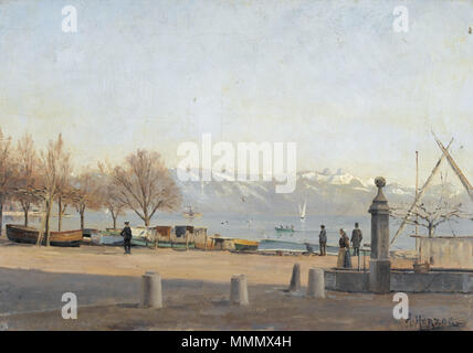 . Deutsch : Hafen von Ouchy im Herbst. Öl auf Leinwand signiert rechts unten,, 32 x 46,5 cm . en 1913. Arthur Charles Henri Herzog (1862-1913) 58 Arthur Herzog Hafen von Ouchy im Herbst Banque D'Images