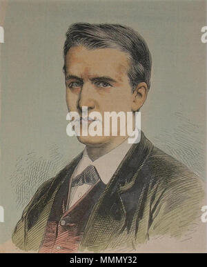 . Deutsch : Thomas Alva Edison, 1878, teilkolorierter Holzstich, ca. 14,5 x 11 cm . 1878. Thomas Alva Edison 1878 inconnu Banque D'Images