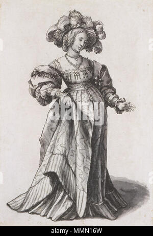 . Anglais : Bâle Femme avec chapeau de plumes d'autruche, étude de costume. Plume, encre et pinceau, Gray, lavage 29 × 19,6 cm, Kunstmuseum de Bâle. Le but d'Holbein's pen-et-wash études sur les femmes de cette période n'est pas connu, bien que l'accent est mis sur leurs vêtements. C'est l'un des trois, du groupe des six, qui selon les chercheurs ne sont pas par Holbein, lui-même s'il est probablement responsable de le motif. La question ici porte l'amour-noeuds sur son chapeau à plumes. (Müller, pp. 300-301). Native Kunstmuseum Basel Le Kunstmuseum Basel Bâle Nom Emplacement coordonnées 47° 33' 15" N, 7° 35' 39" E Banque D'Images