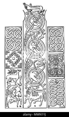 . Anglais : Henry Saxton Crawford : croquis de l'ornements de Bealin High Cross 77 Bealin High Cross (sketch par H. S. Crawford) Banque D'Images