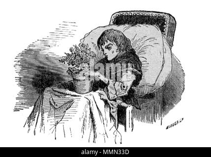 . English : Pour la voir-source : fr:400000:Contes d'Andersen Vignettes du conte, L'Ange de Bertall représentant l'enfant malade. Polski : faire baśni Ilustracja Anioła - Hansa Christiana Andersena 82 Bertall lange2 Banque D'Images