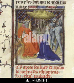. Salomon et la reine de Saba côte : Français 598 , Fol. 67v Boccace, de mulieribus claris (traduction anonyme), France, Paris, XVe siècle . 15e siècle. Anonimous Bocaccio 88 séba Banque D'Images