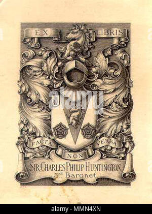 . Anglais : Ex-libris de Sir Charles Philip Huntington, 1912 . 1912. W.P.B. 92 Ex-libris1 Banque D'Images