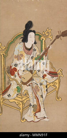 . Anglais : un Samisen, Japonais fin du 17ème siècle . fin du 17e siècle. Un Samisen 'Woman', Japonais fin du 17ème siècle Banque D'Images