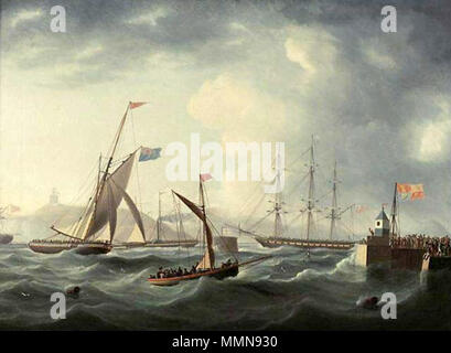 . Le Royal George à Leith pour la visite du roi George IV d'Ecosse . 1822 ou 1842. Thomas Buttersworth (1768-1842) Noms alternatifs t. butterworth ; Buttersworth Butterworth, peintre britannique Description Date de naissance/Décès 5 Mai 1768 Novembre 1842 Lieu de naissance/décès Île de Wight Londres contrôle d'autorité : Q7788095 : VIAF ?78637564 ULAN : ?500022478 RCAC : ?c91039808 RKD : ?14509 0 WorldCat autour d'Édimbourg - Firth of Forth - royal george buttersworth Banque D'Images