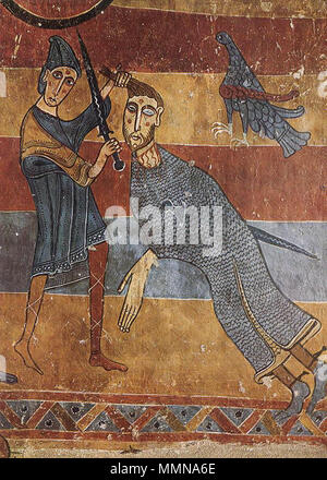 Anglais : La lutte entre David et Goliath (détail) . vers 1123. 12e siècle peintres inconnus - la lutte entre David et Goliath (détail) - WGA19693 Banque D'Images