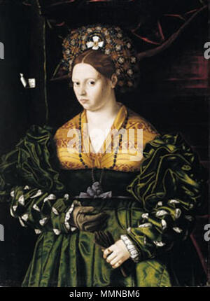 Portrait d'une femme dans une robe verte. 1530. Veneto, Bartolomeo - Portrait d'une femme dans une robe verte - 1530 Banque D'Images