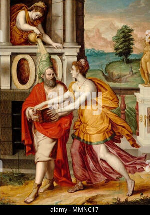 Xanthippe et Socrate. vers 1550.. Penni Socrate et Xanthippe Banque D'Images