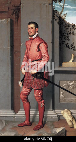 Portrait de Gian Gerolamo Grumelli (le monsieur en rose).. à partir de 1555 jusqu'en 1560. Giovanni Battista Moroni 008 Banque D'Images