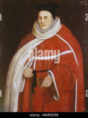 . Anglais : (Image présentée sur ce fichier de texte apparemment inversé) (http://www.law.harvard.edu/news/bulletin/backissues/summer99/article8.html) site HLS le portrait de Sir John Popham, juge en chef du banc du roi sous le règne de la Reine Elizabeth I, est retourné au SHN Art Collection ce printemps (c.-à-d. 1999) après une importante restauration, son manteau écarlate plus rouge qu'il ne l'a été depuis des années. Popham, dont l'image se trouve maintenant dans la chambre à l'hôtel de Langdell Caspersen, a présidé certaines des politiques les plus remarquables de son époque, les cas y compris les procès pour trahison du comte d'Essex (1601) Banque D'Images