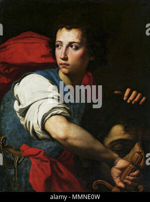 David avec la tête de Goliath.. deuxième trimestre de 17e siècle. Guarino David avec la tête de Goliath Banque D'Images