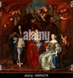 . Anglais : Portrait de Carlo Emanuele II et son épouse Maria Giovanna de Savoie et leur fils Vittorio Amedeo (1666-1732) . 1666. Charles Emmanuel II, Duc de Savoie avec son fils et sa femme Marie Jeanne de Savoie par un artiste inconnu Banque D'Images