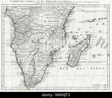 . Anglais : un exemple extraordinaire de Covens et Mortier, c. 1730 Question de De L'Isle est important c. 1707 Carte de l'Afrique au sud de l'Équateur. Représente l'Afrique australe avec une précision exceptionnelle avec de nombreuses mentions des commentaires concernant l'un peuple, la géographie, et de la faune de la région. De l'Isle était très prudent et cartographe scientifique, fondant ses cartes sur la première main les rapports des marins, des marchands et des missionnaires qui, à l'époque, étaient de passer dans Paris à un rythme sans précédent. Cette carte offre des détails importants dans tout l'intérieur de nombreuses zones tribales de dénomination et de royaumes Banque D'Images