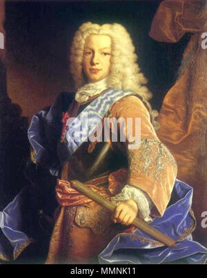 . Español : Retrato del Rey Fernando VI de España (1713-1759), que fue Hijo del Rey Felipe V de España y de la Reina María Luisa Gabriela de Saboya. Anglais : Portrait du Roi Ferdinand VI d'Espagne (1713-1759), Prince des Asturies Español : Retrato de Fernando VI como Príncipe de Asturias . 1731. Ferdinand VI 2 renversé Banque D'Images