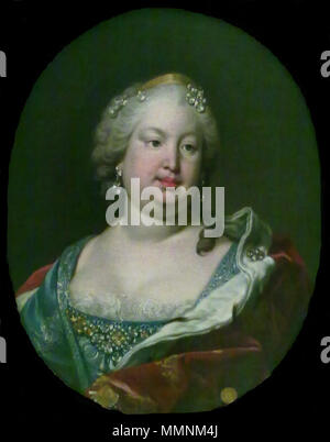 . Español : Retrato de la Reina Bárbara de Braganza (1711-1758), que fue locations reina de España por su matrimonio con Fernando VI de España. Bárbara de Braganza, locations reina de España. vers 1750. Barbara de Braganza Banque D'Images