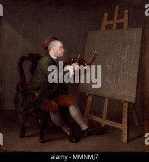 . Hogarth peignant la muse comique autoportrait. circa 1757. William Hogarth par William Hogarth Banque D'Images