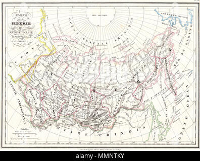 . Anglais : cette carte 1836 par C. A. Malte-brun représente la Russie en Asie ou de la Sibérie. Montre de l'Oural à l'est jusqu'au détroit de Béring et l'Alaska et le sud jusqu'à l'Empire chinois. Tout le texte en français. Carte de la Siberie Russie ou d'Asie septentrionale. 1836... 1836. 71836 Malte-brun Carte de la Russie en Asie et en Sibérie - Geographicus - Siberie-mo-1836 Banque D'Images