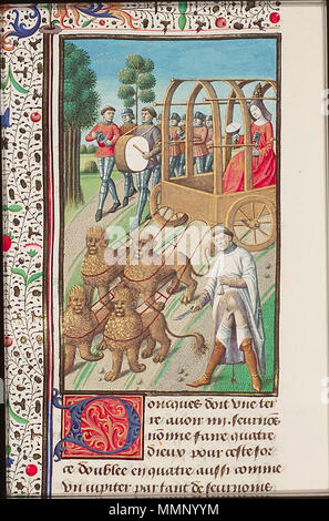 . Anglais : une représentation de l'auto-Origène la castration. Kybele : Den Haag, MMW, 10 A 11 341v Livre 7, 24 Cybèle dans un char tiré par des lions, l'auto-castration de l'un l'eunuque Galli, prêtres de Cybèle 120x80 . 15e siècle. Inconnu 22 A-L'inscription-de-Origens-plein d'auto-castration Banque D'Images