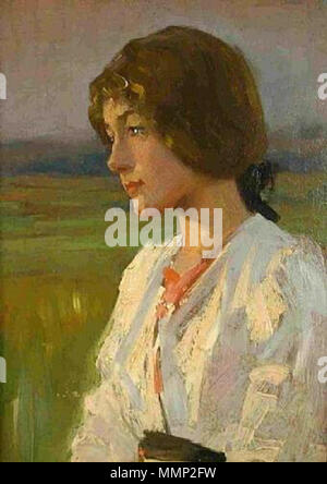 . Portrait d'une fille au crépuscule . Date inconnue. Alexander Mann (1853-1908) 36 Alexander Mann - Portrait of a Girl at Dusk Banque D'Images