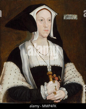 . Anglais : Portrait de Margaret Gray, née Wotton, (1487 - 1541) La seconde femme de Thomas Gray, 2e Marquis de Dorset. . Années 1560 (copie), ch. 1532-35 (original). Après Hans Holbein le Jeune Dame Margaret Wotton Marquise de Dorset Banque D'Images