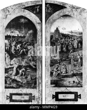 La Tentation de Saint Antoine, extérieur (l'Arrestation du Christ et le Christ portant la croix).. vers 1520-1530. Après Jheronimus Bosch 002 extensions extérieures Banque D'Images