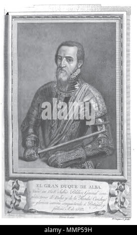 . Retrato del Duque de Alba, Fernándo Álvarez de Toledo y Pimentel. . 1791. La gravure de Bartolomé Vázquez por dibujo de José Ximeno Duque de Alba Banque D'Images