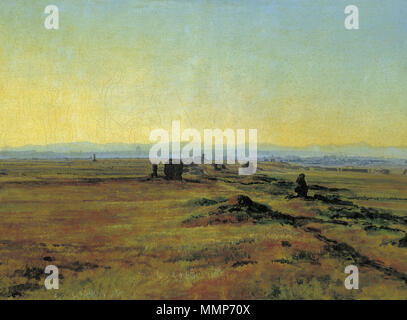 . Русский : Аппиева закате дорога при солнца Anglais : la via Appia Via Appia au coucher du soleil au coucher du soleil. 1845. Alexander Andrejewitsch Iwanow - La Voie Appienne, au coucher du soleil Banque D'Images