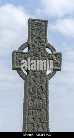 La Croix St Martin, une ancienne croix celtique en face de l'abbaye d'Iona l'île d'Iona, Argyll et Bute, Hébrides intérieures, Ecosse, Royaume-Uni. Banque D'Images
