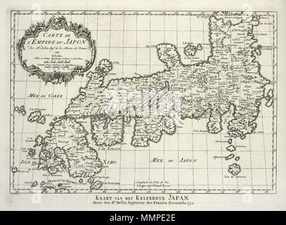 . Nederlands : Kaart van au Japon. Carte de l'emoire du Japon / Par M. Bellin Subst. de la Marin de France / 1752. Kaart van het Keizerryk Japon / den porte Hr. Bellin, ingenieur des Fransen-Zeevaards, 1752. Anglais : Carte du Japon. Carte de l'emoire du Japon / Par M. Bellin Subst. de la Marin de France / 1752. Kaart van het Keizerryk Japon / den porte Hr. Bellin, ingenieur des Fransen-Zeevaards, 1752. Nederlands : Kaart van Japon English : Carte du Japon . 1756. Créateur:Jacques Nicolas Bellin Jakob van der Schley (1715-1779) Noms alternatifs Jacob van der Schley, Jakob van der Schley, Jakobus van Banque D'Images